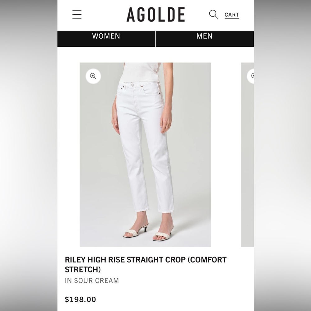 Agolde High Rise Straight Crop Jeans in White